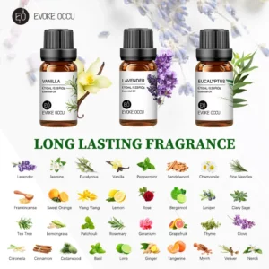 EVOKE OCCU 10mL Essential Oil, Lavender Jasmine Rose Vanilla Pure Natural Oil for Diffuser Humidifier Massage Candle Soap Making - Image 3