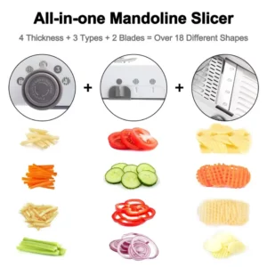 LMETJMA 18 Types Adjustable Mandoline Slicer Stainless Steel Vegetable Julienner Grater Onion Potato Slicer Cutter KC0326 - Image 3