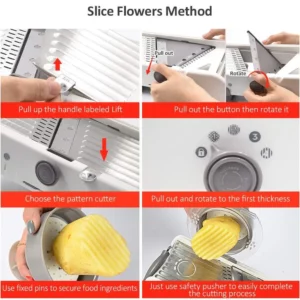 LMETJMA 18 Types Adjustable Mandoline Slicer Stainless Steel Vegetable Julienner Grater Onion Potato Slicer Cutter KC0326 - Image 4