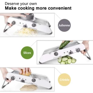 LMETJMA 18 Types Adjustable Mandoline Slicer Stainless Steel Vegetable Julienner Grater Onion Potato Slicer Cutter KC0326 - Image 5