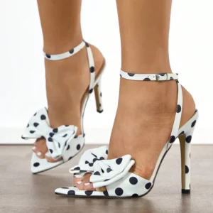 Liyke Summer Fashion Polka Dot Butterfly Knot High Heels Gladiator Sandals Women Peep Toe Buckle Strap Party Prom Ladies Shoes - Image 1