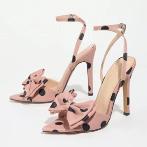 Liyke Summer Fashion Polka Dot Butterfly Knot High Heels Gladiator Sandals Women Peep Toe Buckle Strap Party Prom Ladies Shoes - Image 6