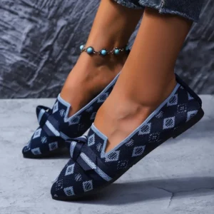 Women's knitted flat loafers bow-top shoes mesh casual shoes comfortable walking shoes women's lightweight soft-soled flat shoes - Image 5