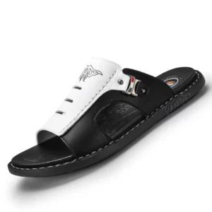 Slippers for men to wear in summer, trendy, personalized, and fashionable. Men's beach sandals in Korean version. One word anti - Image 5