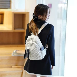 Texture trend preparation jacquard fabric vintage letter-printed women's backpack, lightweight all-match travel backpack - Image 3