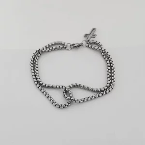 Men's Fashion Double Chain Cross Hollow Wrist Bracelets Lobster Claw Clasp Stainless Steel Bracelet Hip Hop Punk Party Jewelry - Image 3