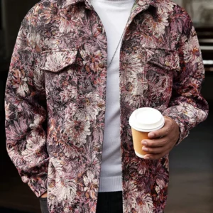 Practical fashion casual floral print men's jacket Loose and comfortable fabrics show the charm of daily travel men's jacket - Image 6