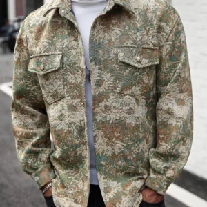 Practical fashion casual floral print men's jacket Loose and comfortable fabrics show the charm of daily travel men's jacket - Image 5