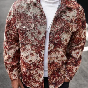 Practical fashion casual floral print men's jacket Loose and comfortable fabrics show the charm of daily travel men's jacket - Image 4