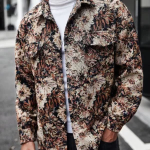 Practical fashion casual floral print men's jacket Loose and comfortable fabrics show the charm of daily travel men's jacket - Image 3
