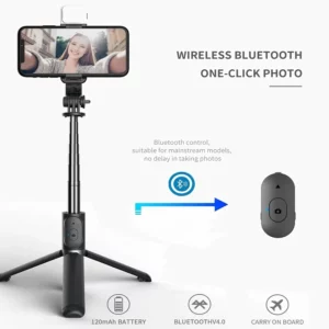 Xiaomi Selfie Stick 1045mm With Wireless Bluetooth LED Fill Light Extended Tripod With Remote Shutter For Android IOS Cellphone - Image 3