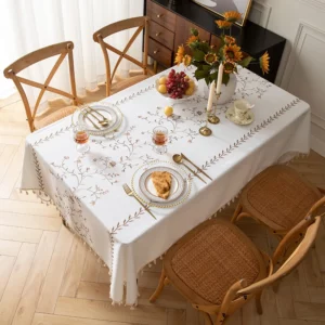 Modern Minimalist White Tablecloth, INS Style Cotton Linen Fabric, Fresh Rectangular Waterproof Dining/Desk Cover - Image 2
