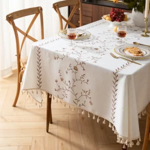 Modern Minimalist White Tablecloth, INS Style Cotton Linen Fabric, Fresh Rectangular Waterproof Dining/Desk Cover - Image 3