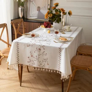 Modern Minimalist White Tablecloth, INS Style Cotton Linen Fabric, Fresh Rectangular Waterproof Dining/Desk Cover - Image 4