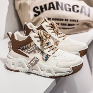 High-Top Men's Shoes 2025 New Spring Men's Casual Versatile Basketball Running Sports Dad Trendy Board Shoes Synthetic Material - Image 2