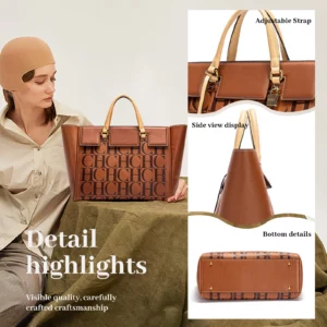 Classic Style Fashion Retro Women's Handbags Simple Design Letters Printing Large Capacity Pure Color Versatile - Image 3