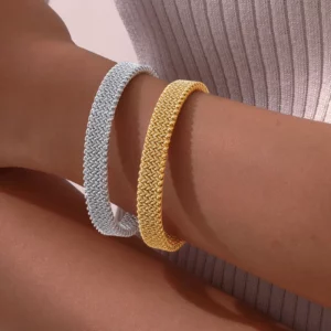 10mm Braided Stretch Strap Open Bracelet,Personalised Mesh Cuff Bracelets,Stainless Steel Women's Bracelet,Fashion Jewelry Gifts - Image 7