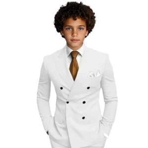 Double Breasted Boys Suit 2 Pieces Formal Wedding Suit for 2-16 Year Old Tuxedo Slim Fit Formal Suits for Prom Party - Image 2