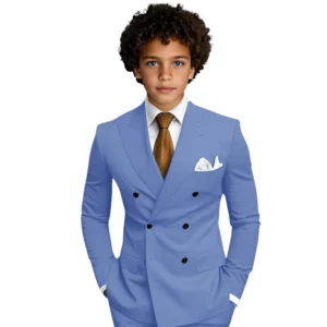Double Breasted Boys Suit 2 Pieces Formal Wedding Suit for 2-16 Year Old Tuxedo Slim Fit Formal Suits for Prom Party - Image 3