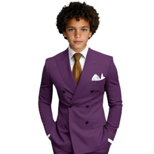 Double Breasted Boys Suit 2 Pieces Formal Wedding Suit for 2-16 Year Old Tuxedo Slim Fit Formal Suits for Prom Party - Image 5