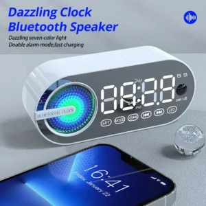 Quiet Wireless Bluetooth Speaker Alarm Clock RGB TWS USB LED Mirror Digital Clock FM Large Display Living Room Office Decoration - Image 2