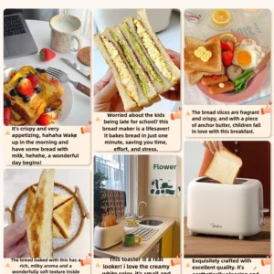 Midea Toaster Home Multifunctional Toaster Small Toaster Toast Automatic Breakfast Machine MT-RP04 220V 50HZ Widening six-speed - Image 5
