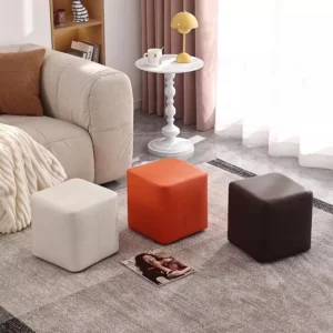 Soft Leather Cat Claw Leather Stool - Scandinavian Simple Design, Ideal for Entrance Shoe Cabinets, Dresser and Living Room Seats, Footrest and Low Stools. - Image 3