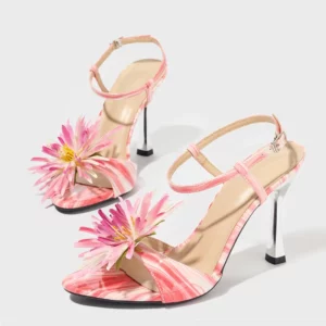 Liyke 2025 New Fashion Flower Bud Open Toe Designer Sandal Female Buckle Strap Pink High Heels Party Prom Shoes Women Sandalias - Image 4