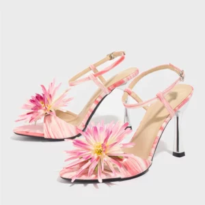 Liyke 2025 New Fashion Flower Bud Open Toe Designer Sandal Female Buckle Strap Pink High Heels Party Prom Shoes Women Sandalias - Image 5
