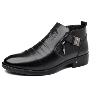 Winter Men's Elegant Boots Ankle Non Slip Leather Shoes English Zipper Black Knight Boots Pointed Punk Platform Men's Boots - Image 3