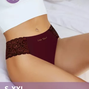 3pcs- Sexy Lace Style-Tanga Underwear for Women Low Waist Hollow Edge Lace Design Breathable Nylon Material Lightweight Soft - Image 5