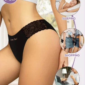 3pcs- Sexy Lace Style-Tanga Underwear for Women Low Waist Hollow Edge Lace Design Breathable Nylon Material Lightweight Soft - Image 4