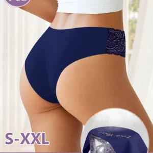 3pcs- Sexy Lace Style-Tanga Underwear for Women Low Waist Hollow Edge Lace Design Breathable Nylon Material Lightweight Soft - Image 3