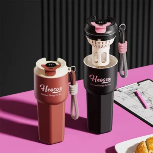 Temperature Display Thermal Coffee Mugs Outdoor Portable Water Cups Coffee Bottle for Brewing Coffee 650ML - Image 1