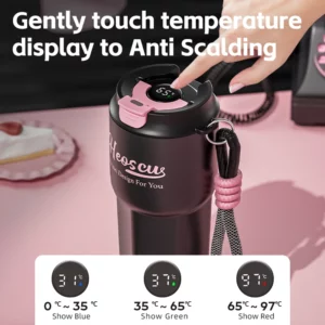 Temperature Display Thermal Coffee Mugs Outdoor Portable Water Cups Coffee Bottle for Brewing Coffee 650ML - Image 5