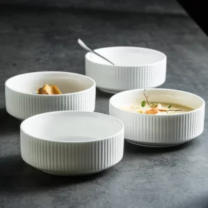 Ceramic White Straight Mouth Bowl Rice Bowl Noodle Bowl Small Soup Bowl New Modern Simple Household Bowl noodle bowls - Image 2