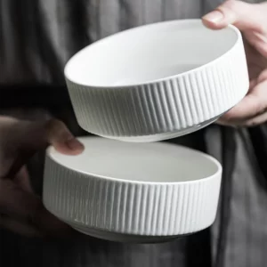 Ceramic White Straight Mouth Bowl Rice Bowl Noodle Bowl Small Soup Bowl New Modern Simple Household Bowl noodle bowls - Image 4