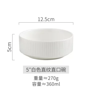 Ceramic White Straight Mouth Bowl Rice Bowl Noodle Bowl Small Soup Bowl New Modern Simple Household Bowl noodle bowls - Image 6