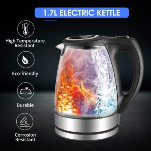 Electric Kettle 1.7L Glass Hot Water Heater for Tea Coffee Auto Shut-Off Kitchen Appliances Electric Kettles Tea Pots 110V 1500W - Image 2