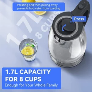 Electric Kettle 1.7L Glass Hot Water Heater for Tea Coffee Auto Shut-Off Kitchen Appliances Electric Kettles Tea Pots 110V 1500W - Image 5