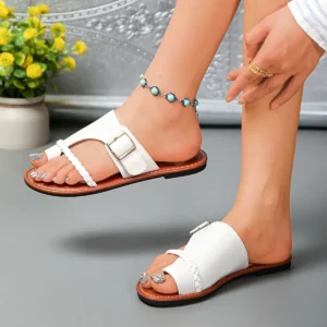 Summer Solid Color Flat Sandals 2025 Open Toe Outdoor Slippers Beach Women's Shoes Plus Size Zapatos De Mujer Slides ﻿ - Image 3