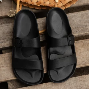 Women summer anti-slip, breathable, toe-exposed soft pillow slippers, comfortable outside slippers with adjustable buckles - Image 5