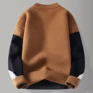 Autumn Winter Youthful Vitality Pullovers Men Fashion Patchwork O-Neck Knitted Sweater Mens Loose Warm Casual Chic Knit Sweaters - Image 3