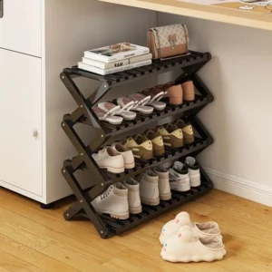 Installation-free Folding Shoe Rack Simple Utility Shelf Door Household Steel Multi-layer Shoe Cabinet Dormitory Shoecase Hanger - Image 5