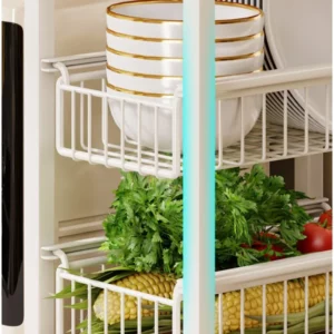 Space-Saving Microwave Stand Multi-Appliance Kitchen Organizer for Toaster Oven & Rice Cooker Countertop Storage Rack - Image 4