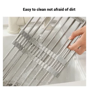 Kitchen Sink Drain Rack Stainless Steel Extendable Dish Drying Rack Drain basket Fruit Vegetable Washing Drainer Storage rack - Image 6