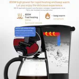 1.25L Electric Drip Coffee Maker 800W Household Coffee Machine 6 Cup Tea Coffee Pot Milk Coffee Maker for Gift 220V Sonifer - Image 5