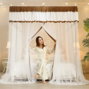 Floor Standing Dust-Proof Mosquito Net with Bracket 3-Door Palace Encrypted Mesh Tent High Quality Easy To Install Bed Curtains - Image 3