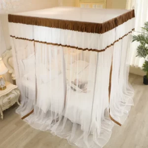 Floor Standing Dust-Proof Mosquito Net with Bracket 3-Door Palace Encrypted Mesh Tent High Quality Easy To Install Bed Curtains - Image 4