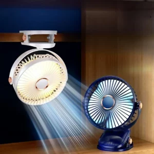 Portable Rechargeable Handheld Fans with Clips Silence Usb Power with LED Light 360° Adjustable Rotating Cooling Products - Image 2